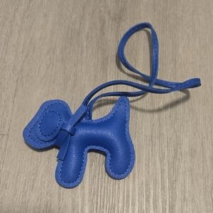 Blue Dog-Shaped Leather Bag Charm